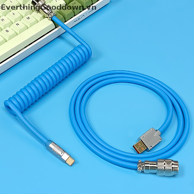 Everthinggooddown Macaron Cuộn Dây Cáp Loại C Sang USB A TPU Có Thể Tháo Rời Kết Nối Máy Tính Cho Bàn Phím Chơi Game vn