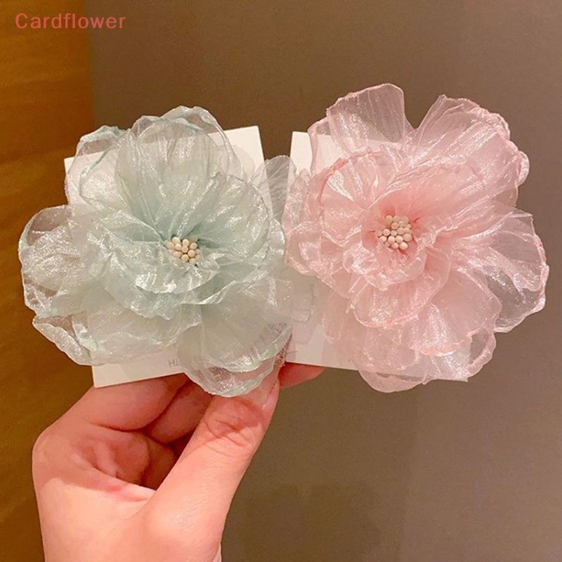 < Cardflower > Kẹp Tóc Mỏ Vịt Đính Hoa Phối Lưới Phong Cách Công Chúa Ngọt Ngào Dễ Thương Cho Bé Gái