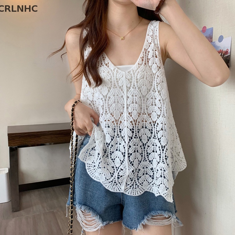 CRLNHC Áo Dệt Kim Không Tay Thêu Họa Tiết Phong Cách Bohemian Thời Trang Mùa Hè Cho Nữ vn