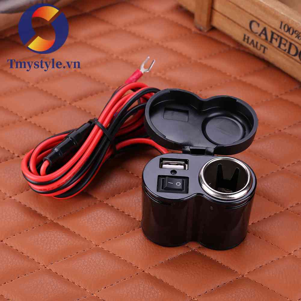 Kẹp Đèn USB 12-24V Chống Thấm Nước Gắn Tay Lái Xe Máy