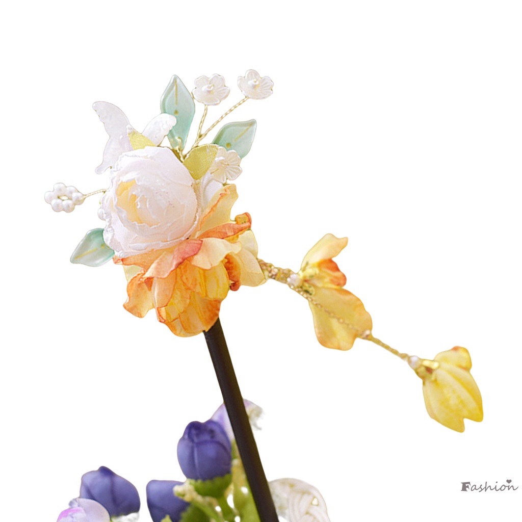 Trâm Cài Tóc Đính Hoa Tua Rua Dài Phong Cách Dân Tộc