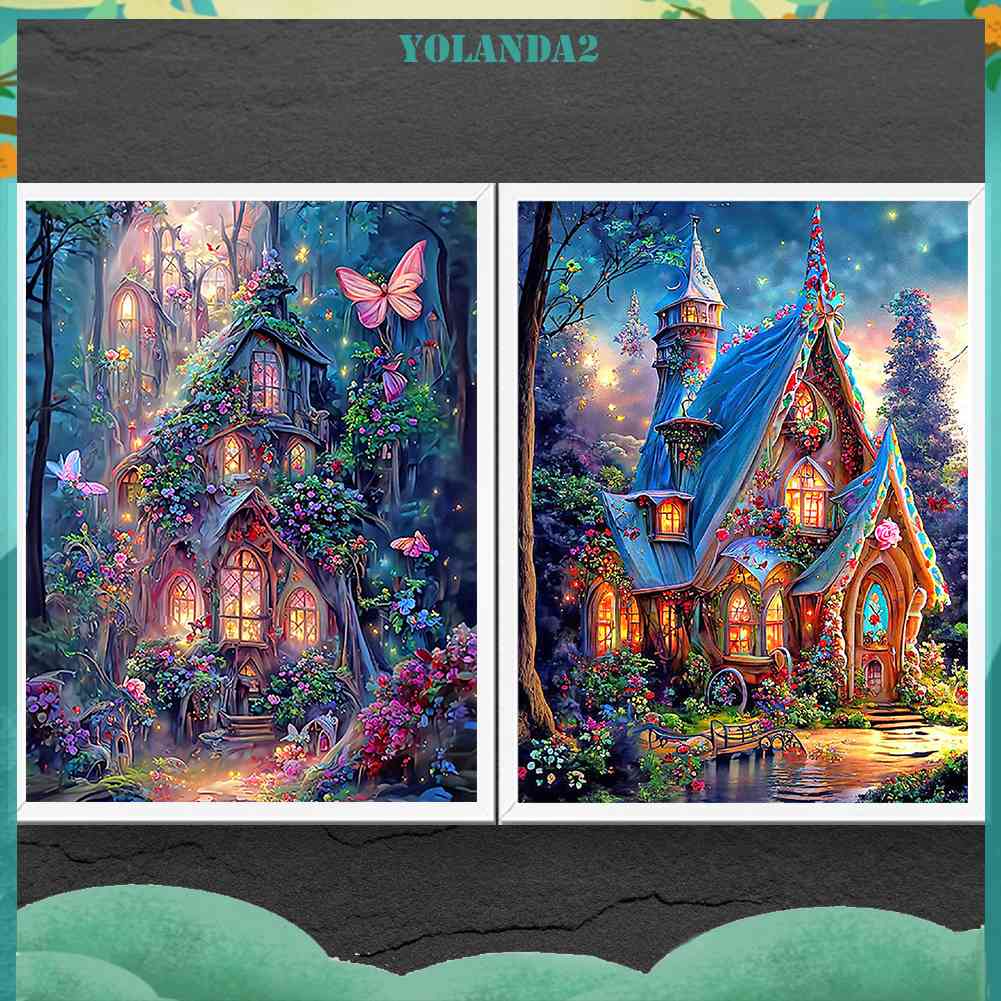 Tranh Đính Đá Kim Cương Toàn Bộ 5D DIY Hình Vẽ Ngôi Nhà Mơ Ước
