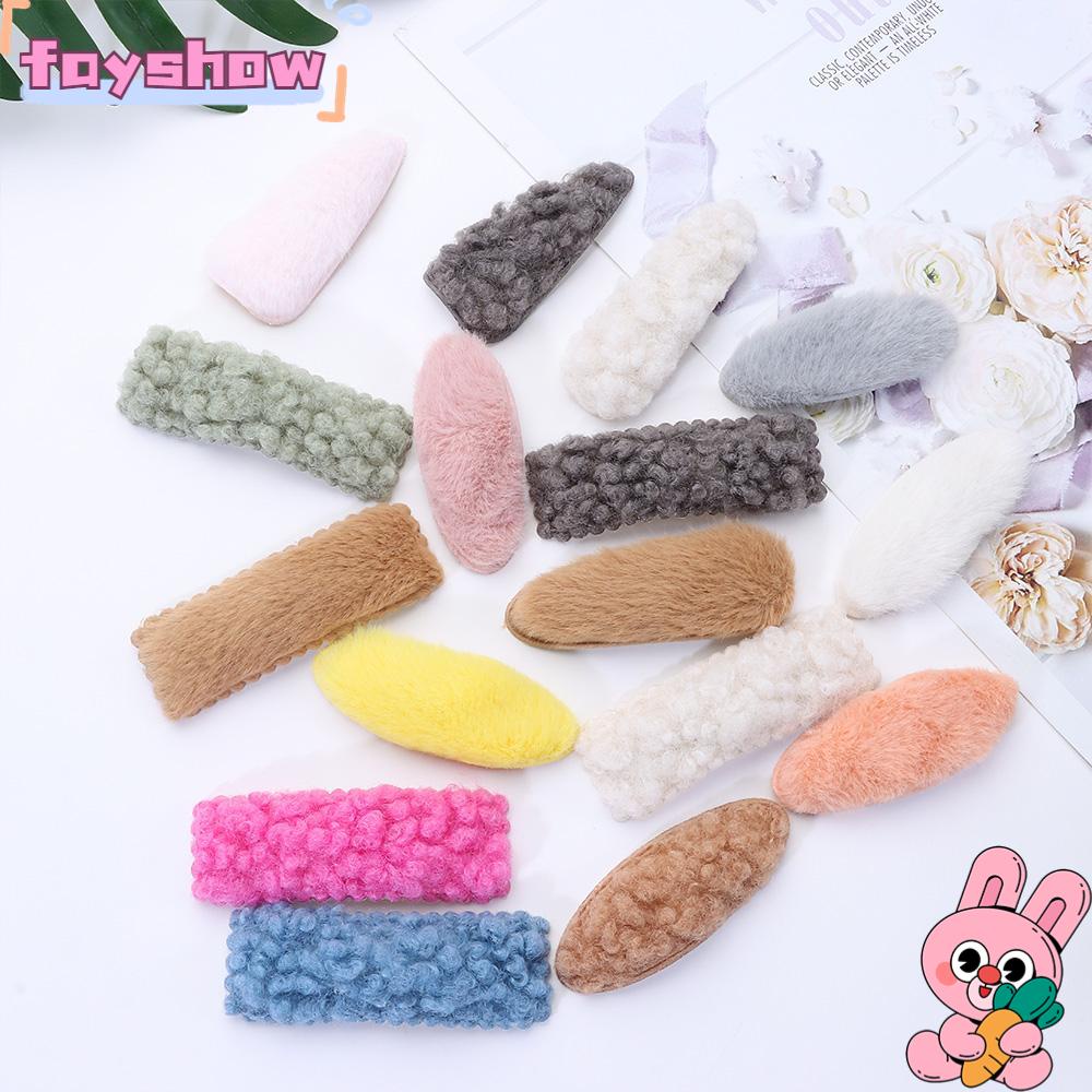 Kẹp Tóc Lông Cừu Mềm Mại Họa Tiết Hình Học Ngọt Ngào Cho Nữ