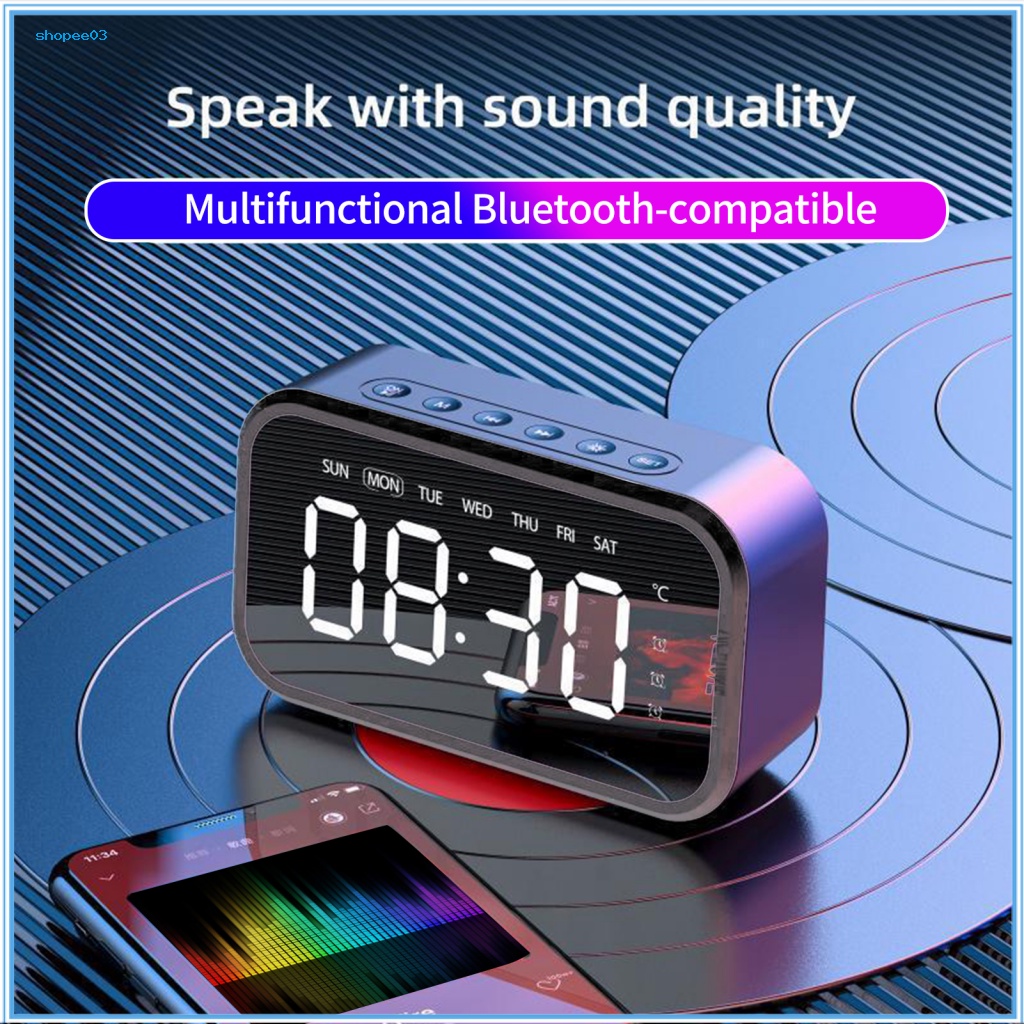 Loa Bluetooth 5.0 Kiêm Đồng Hồ Báo Thức Màn Hình LED Đa Năng Độ Trung Thực Cao Cho Phòng Ngủ
