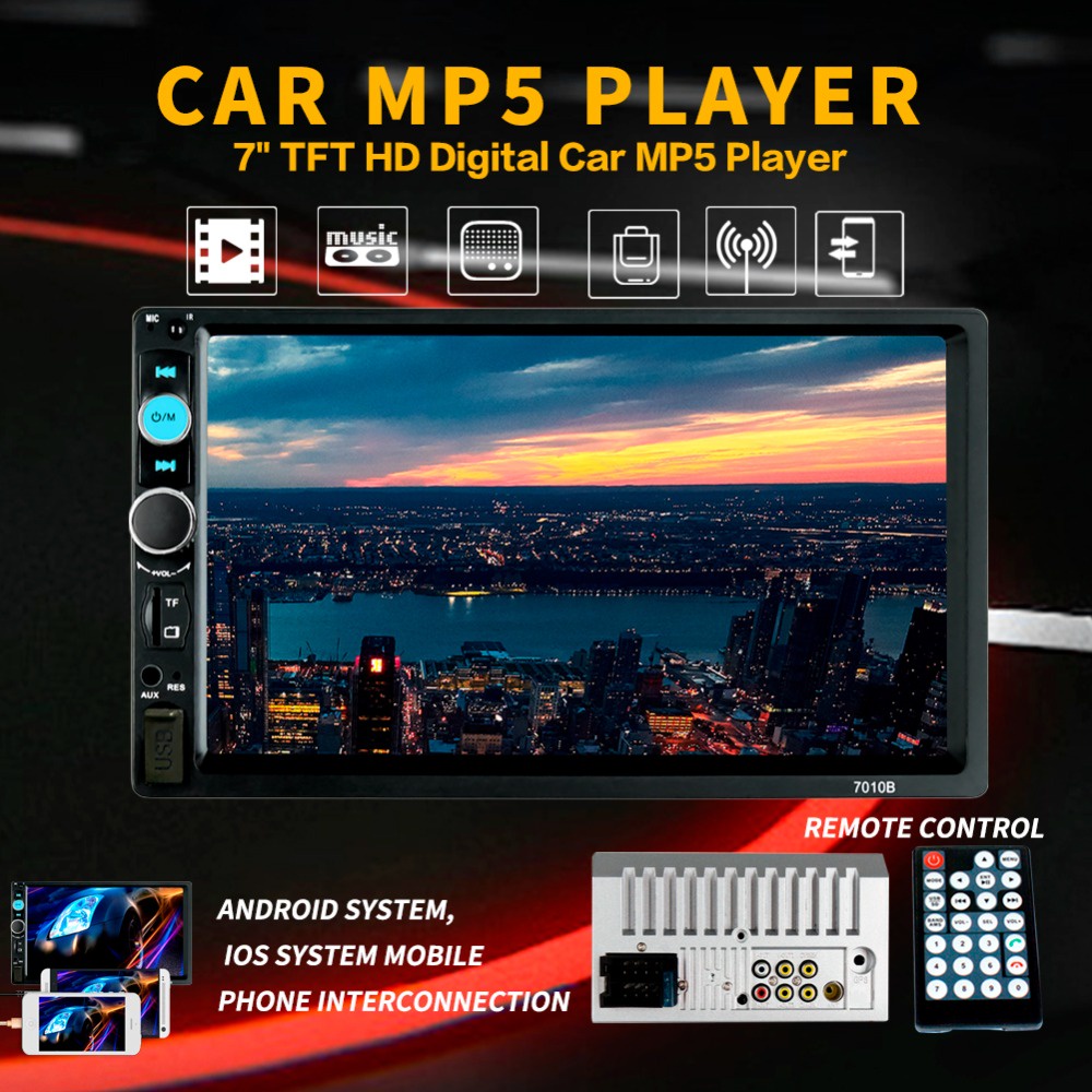 Máy Nghe Nhạc Bluetooth 7010B Màn Hình Cảm Ứng HD 2 din 7 '' Hỗ Trợ Camera Sau Cho iPhone