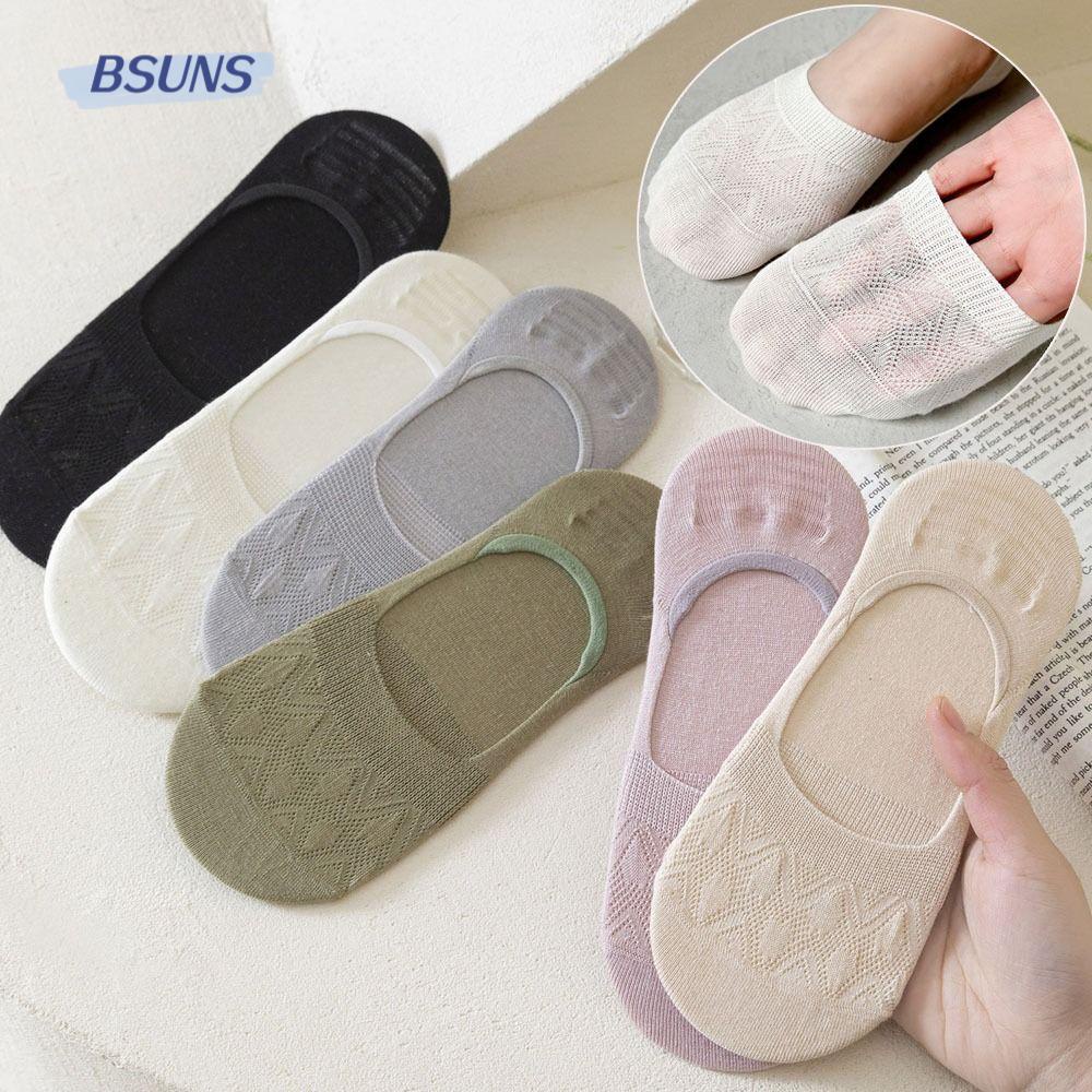 Set 6 Đôi Tất Chống Trượt Thoáng Khí Màu Sắc Đơn Giản Cho Nữ