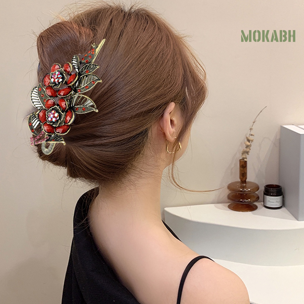 Kẹp Tóc Hình Hoa Hồng Bằng Kim Loại Đính Đá Lấp Lánh Thanh Lịch Cho Nữ