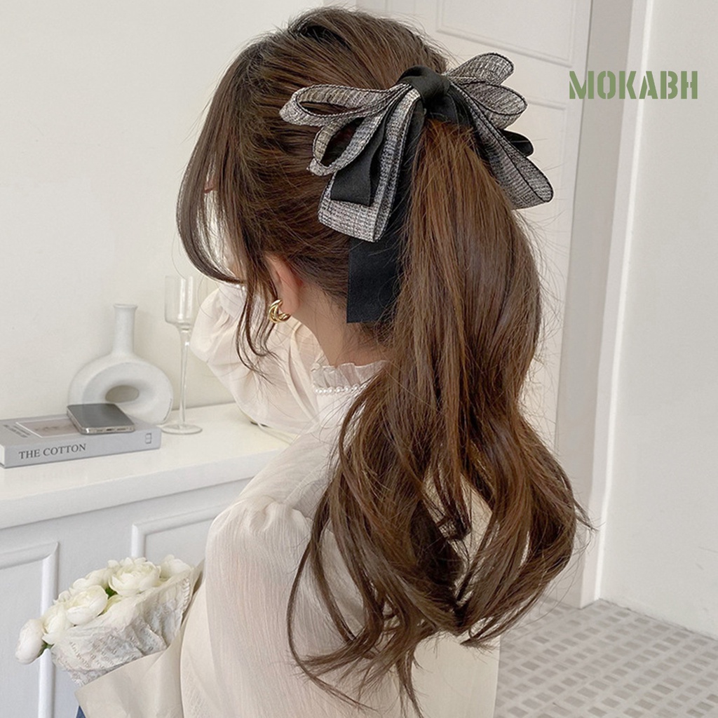 [Mok Abh] Kẹp Tóc Dạng Nơ Lớn Tinh Tế Không Dễ Rớt Thủ Công Tinh Tế Cho Nữ