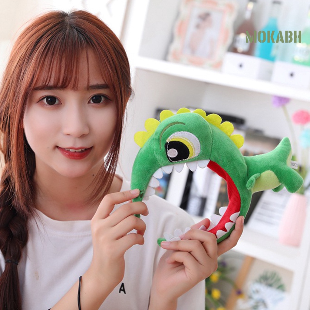 [Mok Abh] Băng Đô Cài Tóc Bằng Cotton PP Hình Khủng Long Xanh Lá Dễ Thương Quyến Rũ Chống Vỡ Dễ Thương Để Chụp Ảnh