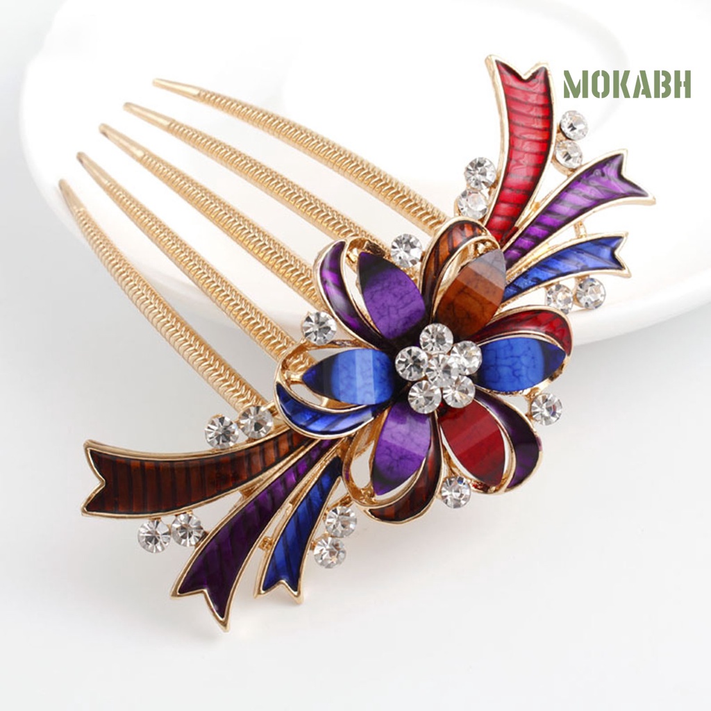 Lược Cài Tóc Hình Hoa Đính Đá Phong Cách Vintage Cho Nữ