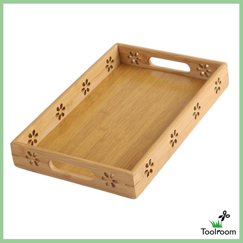 Khay Phục Vụ Thức Ăn Bằng Tre Có Tay Cầm Tiện Dụng Cho Nhà Bếp