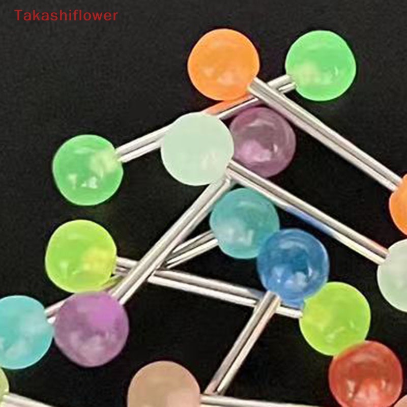 Set 10 Khuyên Lưỡi Bằng Acrylic Phát Quang Nhiều Màu Sắc Thời Trang Cho Nữ