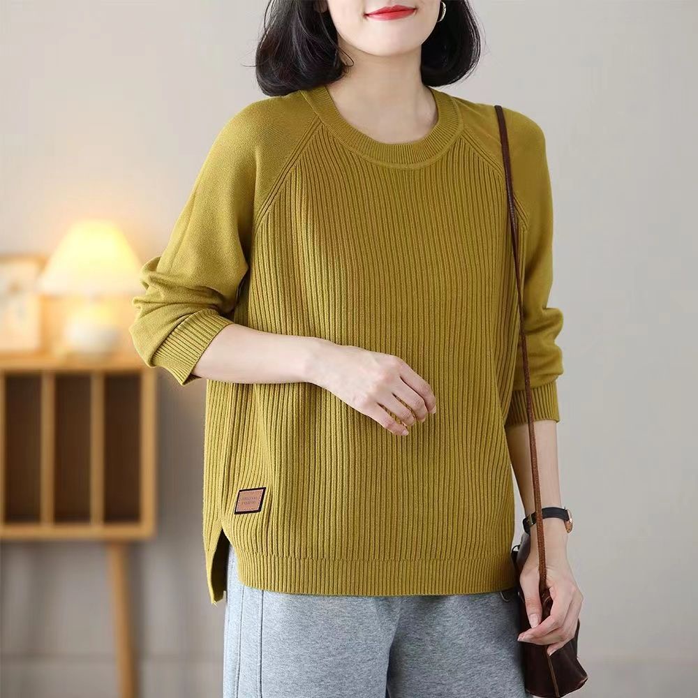 Áo Dệt Kim Màu Trơn Dáng Rộng Plus Size Cho Nữ