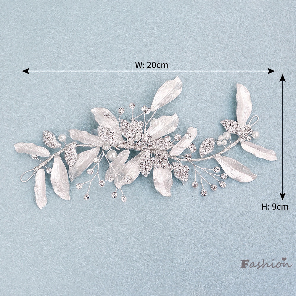 Lược Cài Tóc Hình Hoa Lá Đính Ngọc Trai Giả Kiểu Vintage Cho Cô Dâu
