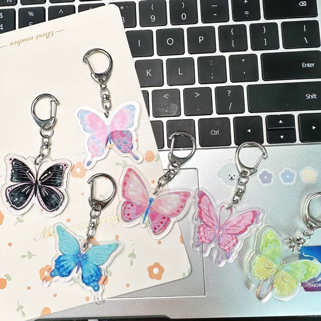 Y2k Móc Khóa Acrylic Hình Bướm Nhiều Màu Sắc Dễ Thương Dành Cho Nữ