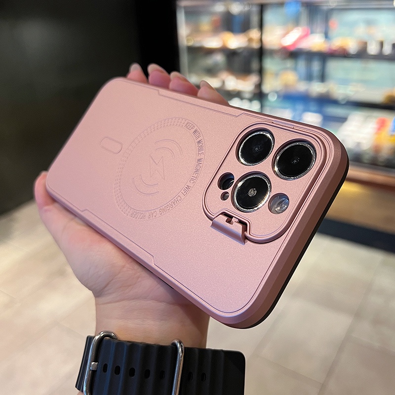 Bao Da Điện Thoại PC Mặt Nhám Từ Tính Có Giá Đỡ Cho iPhone 14 Plus 13 12 11 Pro Max XS