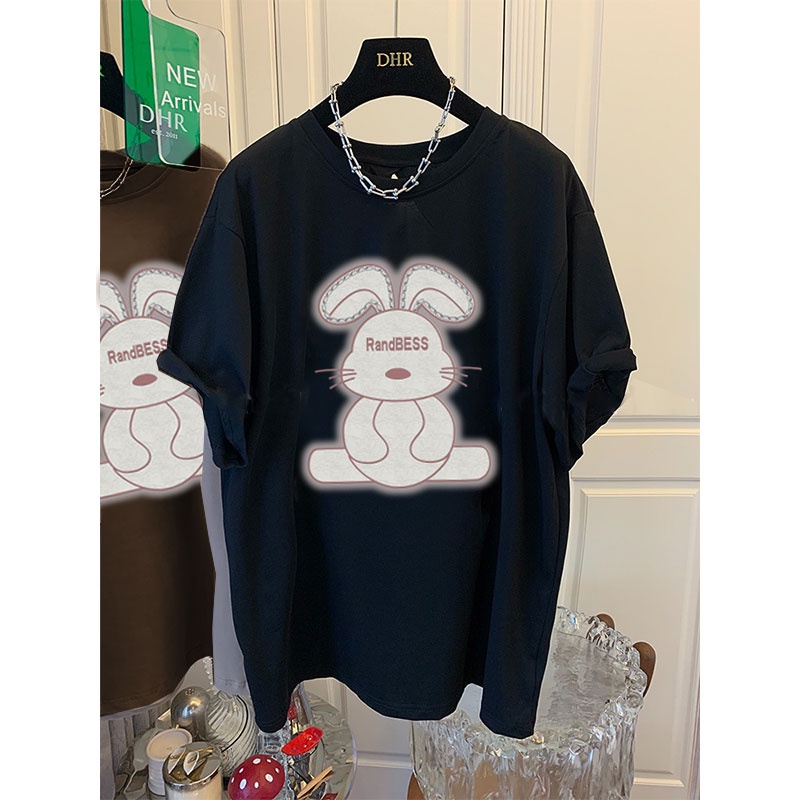 Áo thun NRVP 100% cotton tay ngắn cổ tròn in họa tiết phong cách Hàn Quốc cho nữ