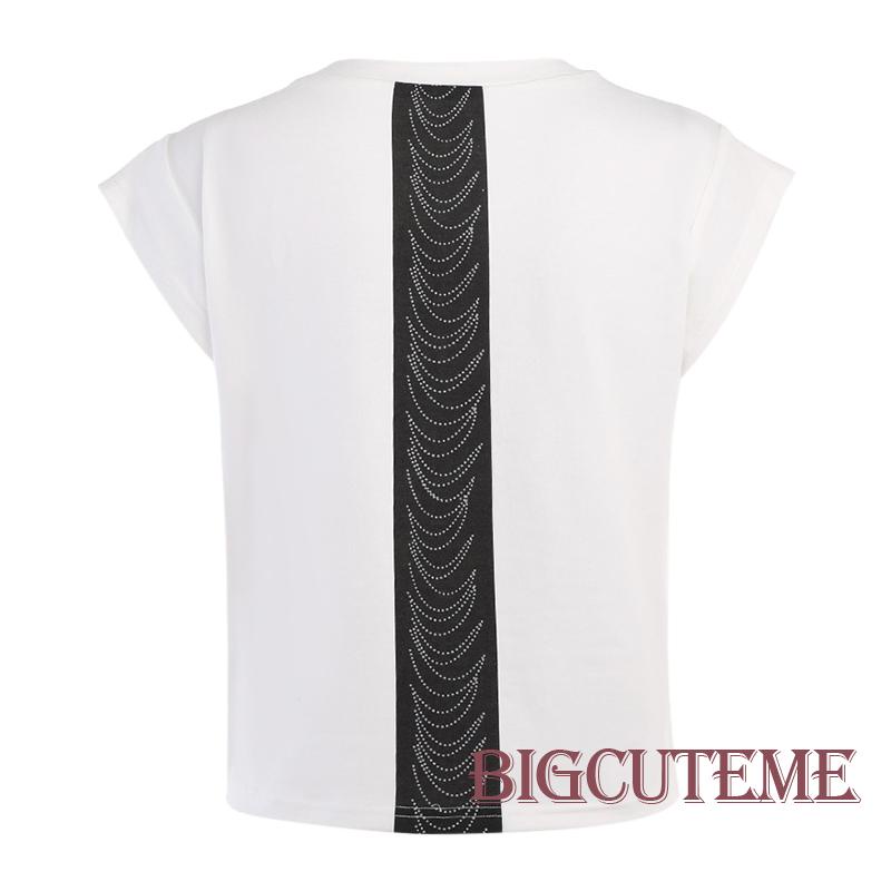 Áo Thun Tay Ngắn Cổ Tròn In Hình Đan Chéo Thời Trang Mùa Hè Cho Nữ