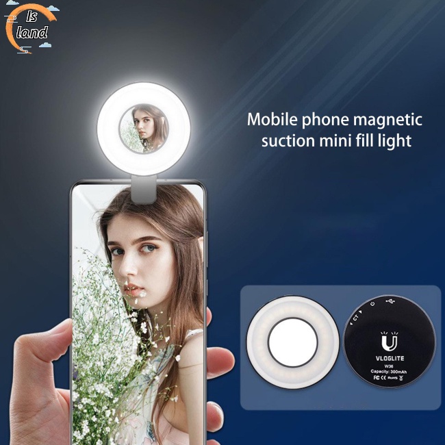 Gương Trang Điểm Mini Có Đèn Led W36 Có Thể Sạc Lại Bằng Cổng Usb Cho Điện Thoại