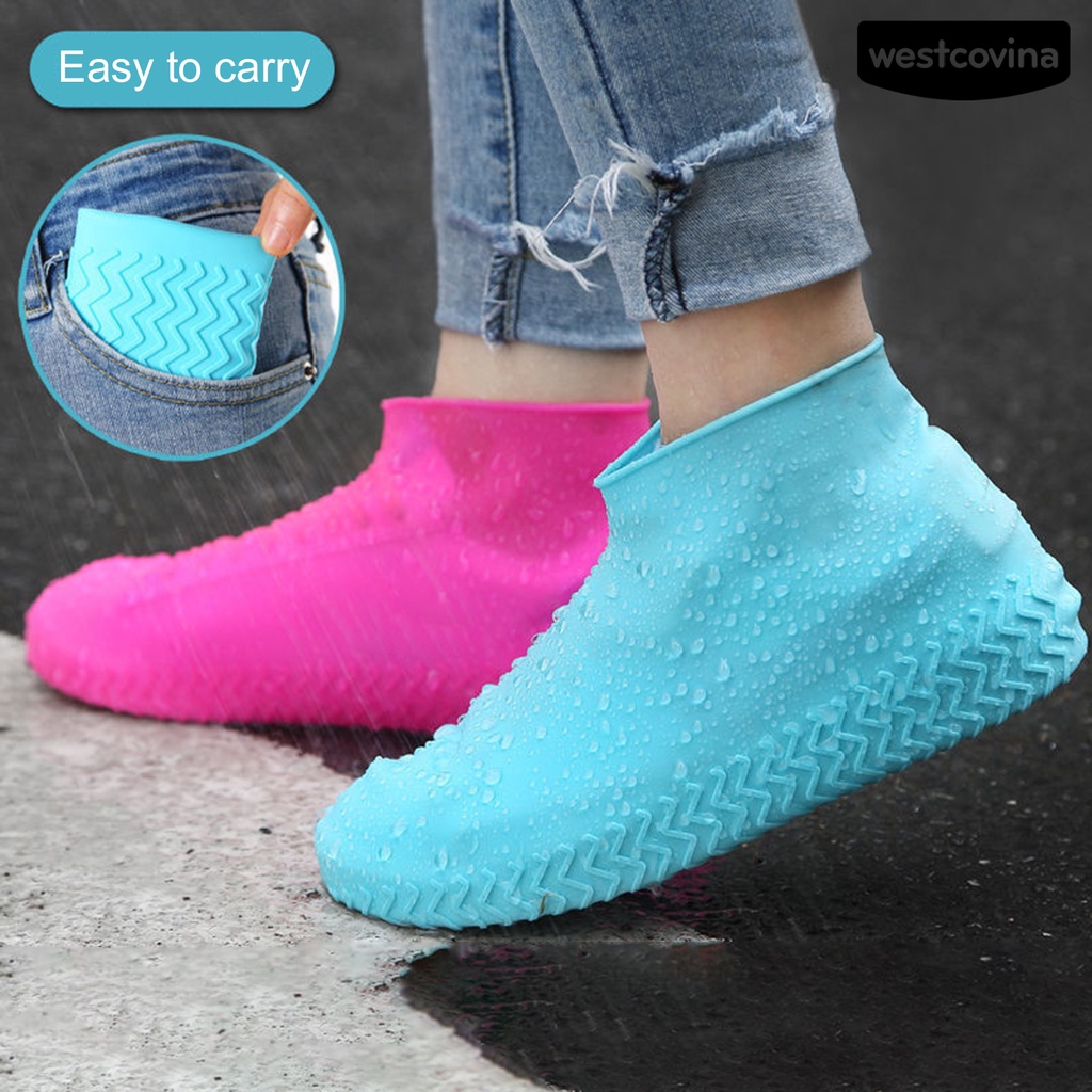 [COD]☁1 Cặp Vỏ Bọc Giày Đi Mưa Bằng Silicon Màu Trơn Chống Thấm Nước Tiện Dụng Cho Bé