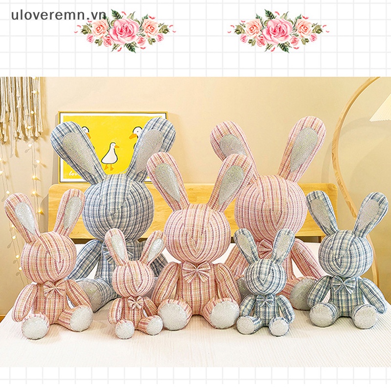 Uloveremn Búp Bê Thỏ Ngồi 40cm Có Nơ Kim Cương Giả Với Màu Sắc Không Có Đôi Mắt Vải Sọc.