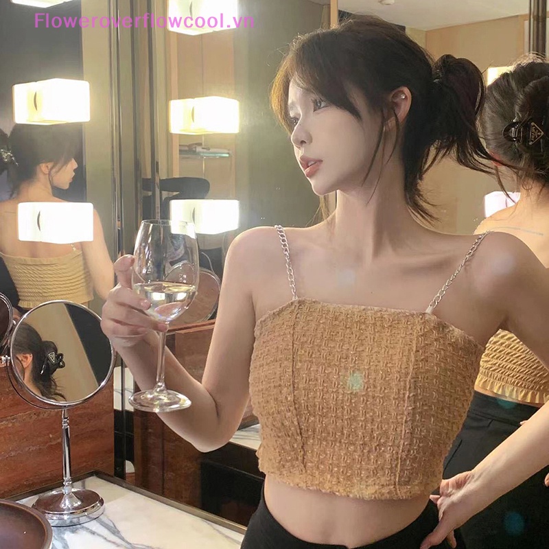 Áo Croptop Hai Dây Không Tay Dáng Ôm Thời Trang Mùa Hè Quyến Rũ Cho Nữ