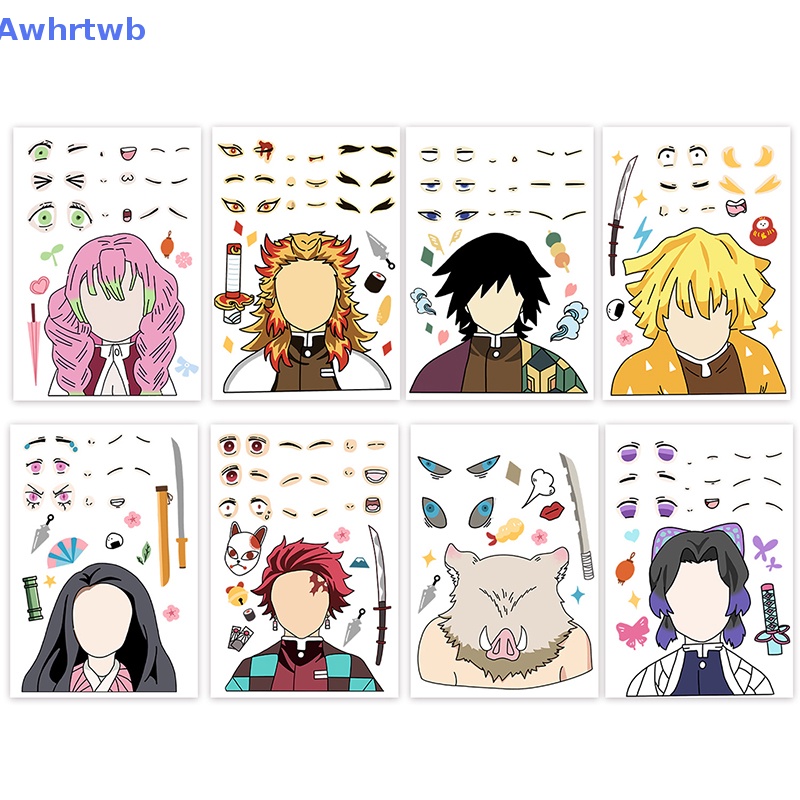 Bộ 8 Miếng Dán Hình Anime Demon Slayer Chống Thấm Nước Độc Đáo Cho Bé Mới