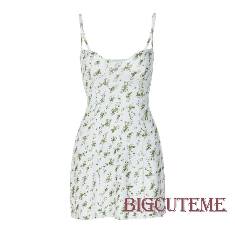 [] - Đầm Hai Dây Mỏng Vừa Vặn Mùa Hè In Họa Tiết Hoa Hai Dây Spaghetti Cho Nữ