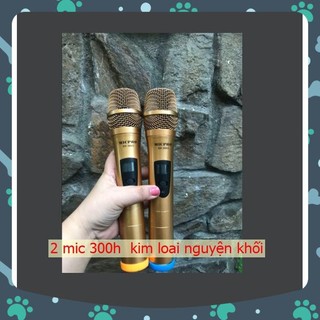 Micro karaoke không dây - mic hát karaoke giá rẻ, bộ 2 micro không dây shure sh-300g chống nhiễu chống hú, hút âm tốt