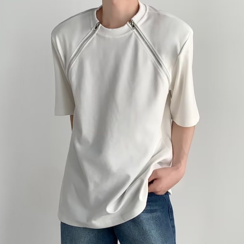 ÁO Thun Tay Ngắn Cổ Tròn Màu Trơn Dáng Rộng Thời Trang Mùa Hè Cho Nam Thun Nam Form RộNg ÁO Phông Với Dây Kéo PhôNg Nam Cotton Thun Unisex