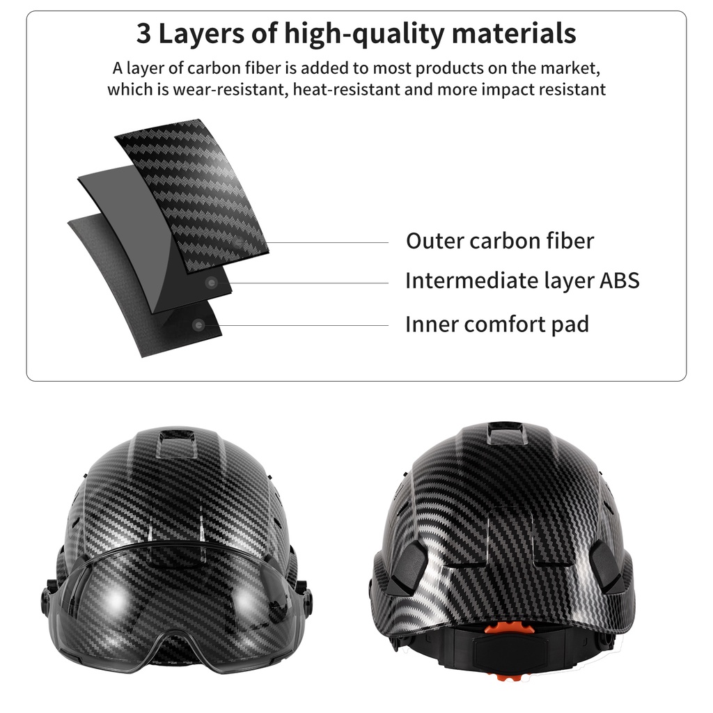 Loebuck Mũ Bảo Hiểm Bằng Sợi Carbon Cách Âm An Toàn Khi Xây Dựng