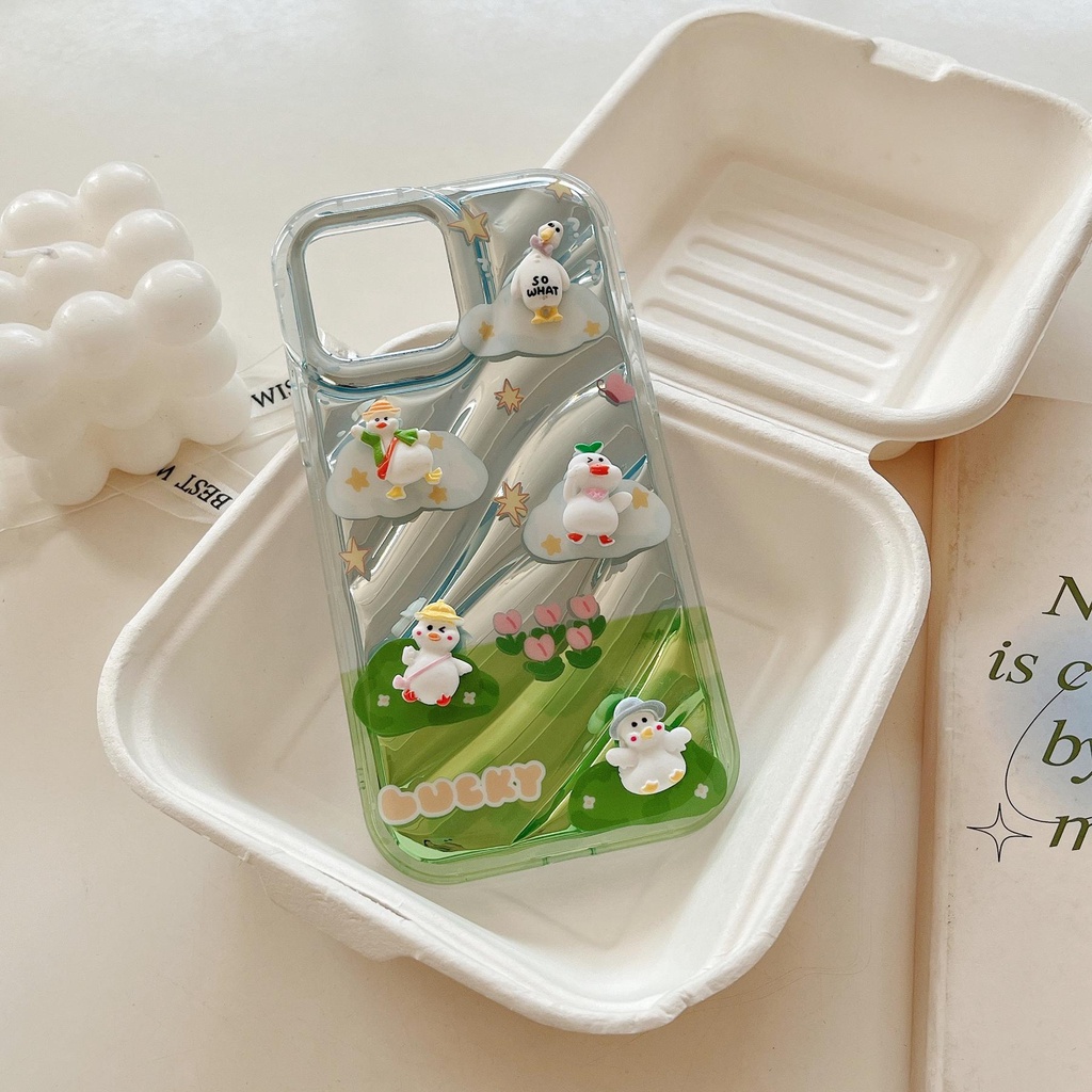 Ốp Điện Thoại TPU Mềm Trong Suốt Chống Sốc In Họa Tiết Hoa / Vịt Dễ Thương Dành Cho iPhone 14 13 12 11 Pro Max