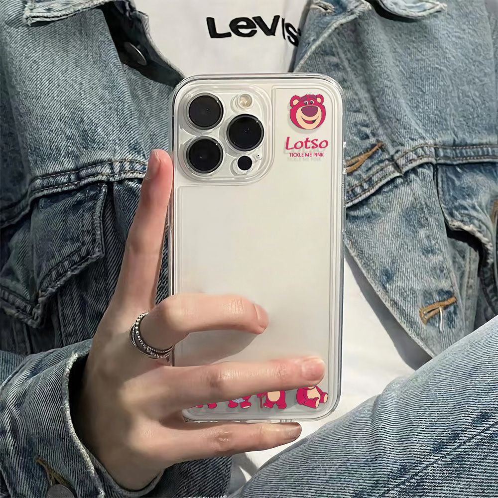 ✅Ốp Điện Thoại Mềm Chống Sốc Hình Gấu Và Dâu Tây Cho Iphone 11plus 13iPhone12 6In Apple 14pro78 max Ybw