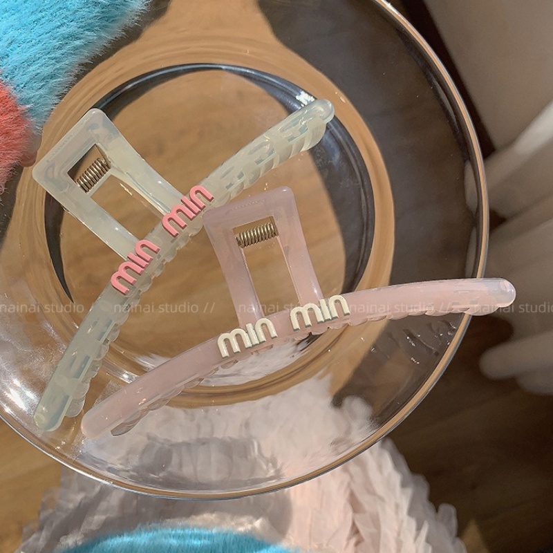 Kẹp Tóc Dài 12CM Bằng Acrylic Trong Suốt In Chữ Phong Cách Retro Ngọt Ngào Cho Nữ