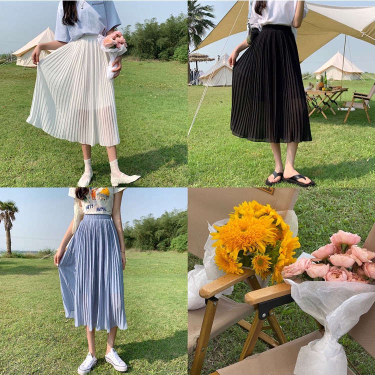 SUXI Chân Váy Chiffon Dài Lưng Cao Dáng Ôm Phong Cách Hàn Quốc Thời Trang Mùa Hè Cho Nữ