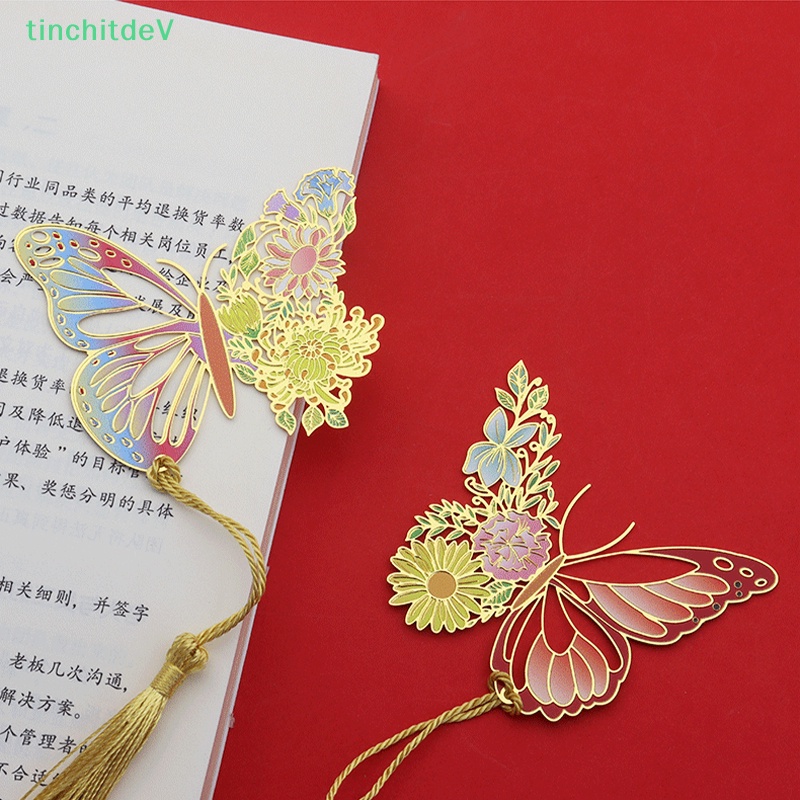 [TinchitdeV] Đánh Dấu Trang Sách Mặt Dây Tua Rua Rỗng Bằng Kim Loại Hình Hoa Bướm Phong Cách Trung Hoa Tinh Tế Dành Cho Học Sinh [Mới]