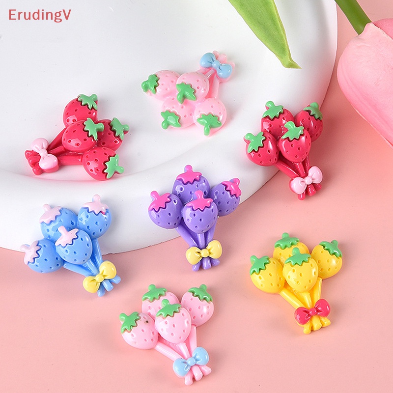 [ErudingV] Set 10 Quả Dâu Tây Màu Sắc Dễ Thương Bằng Nhựa Resin Làm Scrapbook DIY [Mới]