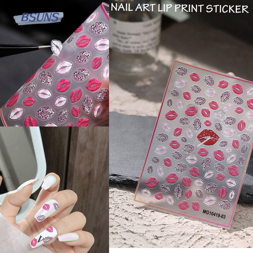 Miếng Dán Trang Trí Móng Tay Hình Đôi Môi Đỏ Đáng Yêu DIY