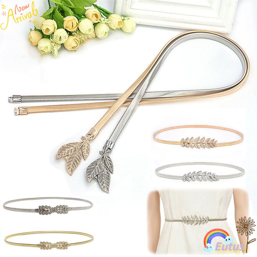 Thắt Lưng Dây Xích Hình Chiếc Lá Bằng Kim Loại Co Giãn Cho Nữ