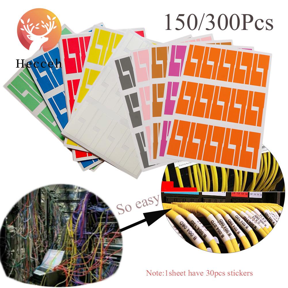 HECCEH 150/300pcs Cable Labels Self-adhesive Waterproof Network Wire Fiber Organizers