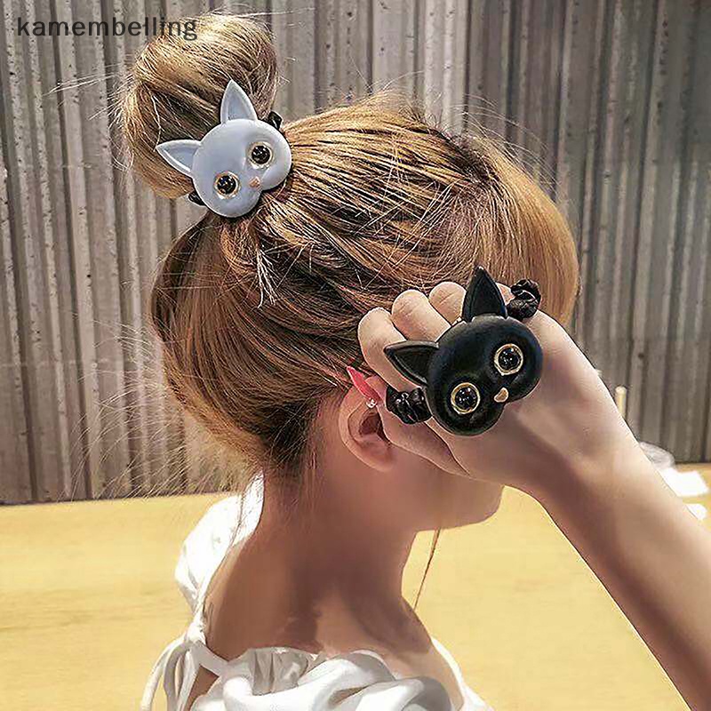 Dây Buộc Tóc Cao Su Co Giãn Hình Mèo Dễ Thương Sáng Tạo Phong Cách Hàn Quốc Cho Nữ