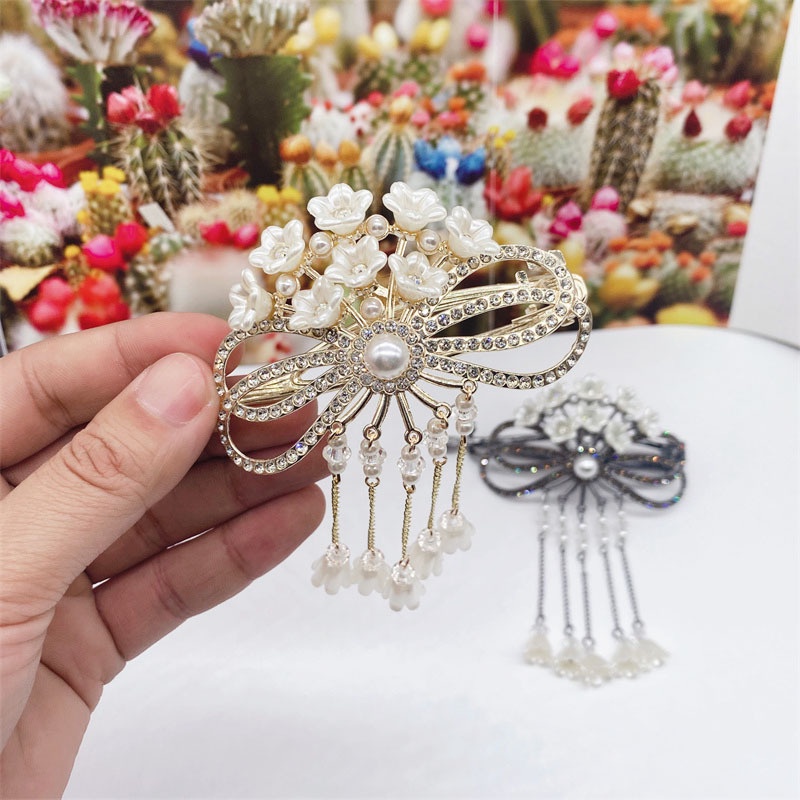 Haimeikang Kẹp Tóc Đính Đá Và Ngọc Trai Thời Trang Mới Cho Nữ