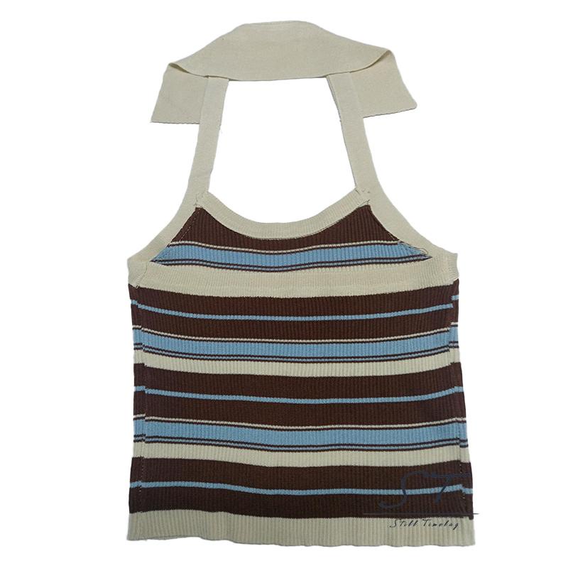 Áo Tank Top Dệt Kim Không Tay Họa Tiết Kẻ Sọc Thời Trang Mùa Hè CY03
