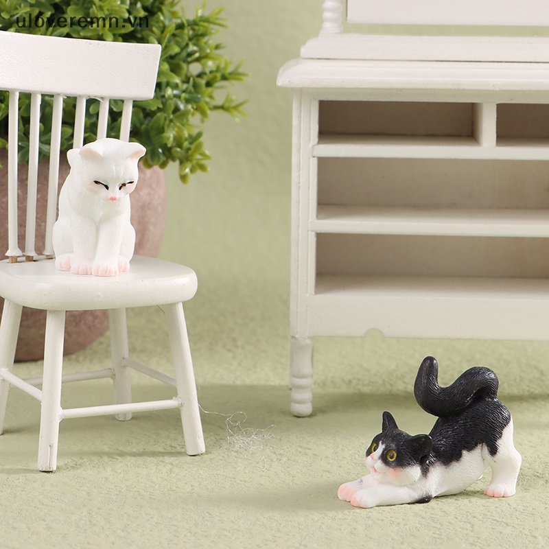 Đồ trang trí Chú Mèo Mini Bằng Nhựa Resin Dễ Thương Trang Trí Nhà Búp Bê