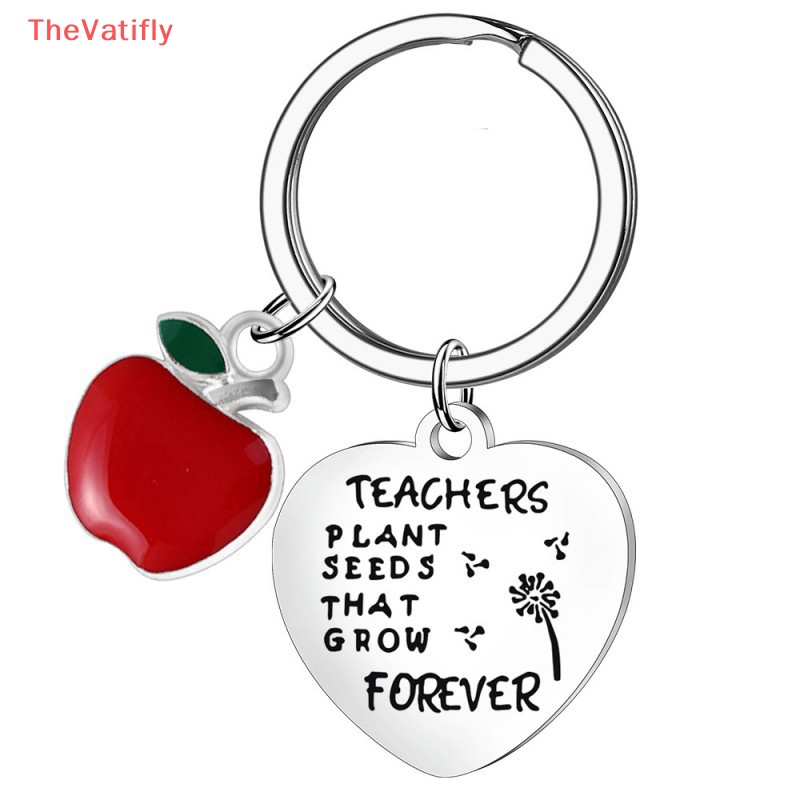 [Thevalifly] Móc Khóa Tráng Men Hình Trái Táo / Hoa Nhỏ Xinh Xắn Màu Bạc Thích Hợp Làm Quà Tặ