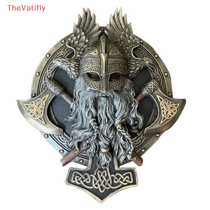 [Thevalifly] Tượng Trang Trí Tường Hình Hai Rìu Chiến Binh Viking Bằng Nhựa Resin Cổ Điển HOT