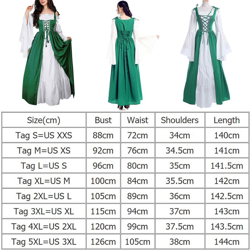 Đầm Dài Thắt Eo Tay Loe Phong Cách Thời Phục Hưng Gothic Cổ Điển Dành Cho Nữ