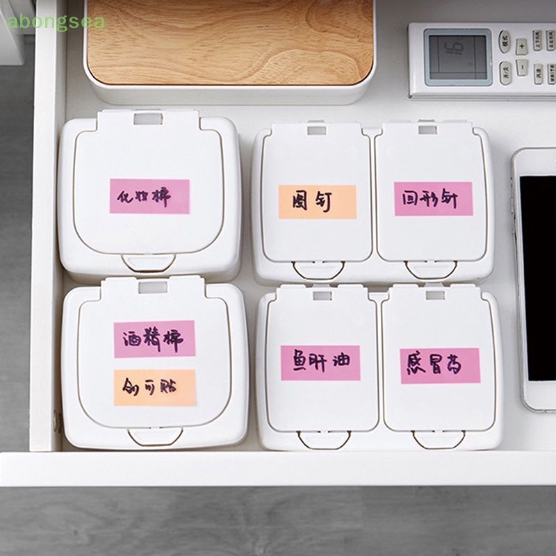 Abongsea Hộp Đựng Tăm Bông Cotton Hai Ngăn Hình Chữ Nhật Nhỏ Đơn Giản