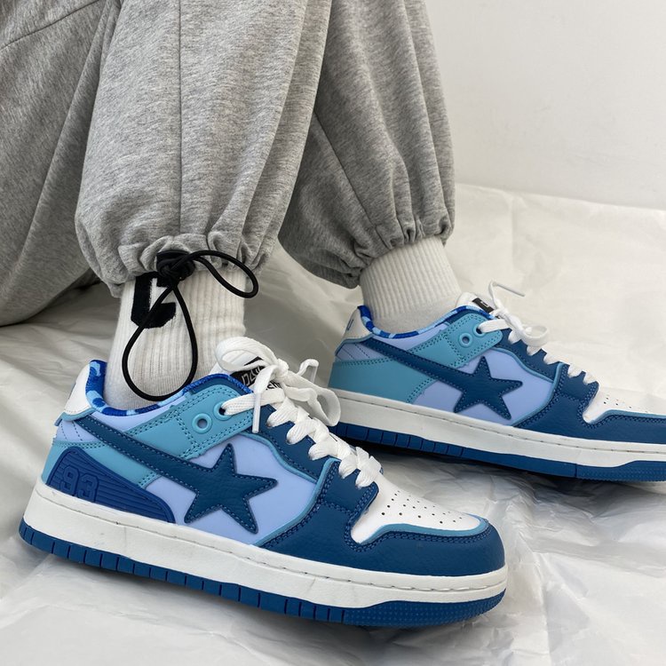 Giày Trượt Ván ins Hình Ngôi Sao Xanh Dương Màu Sắc Chống Va Chạm Luyện Tập ins Cho Nữ Sinh