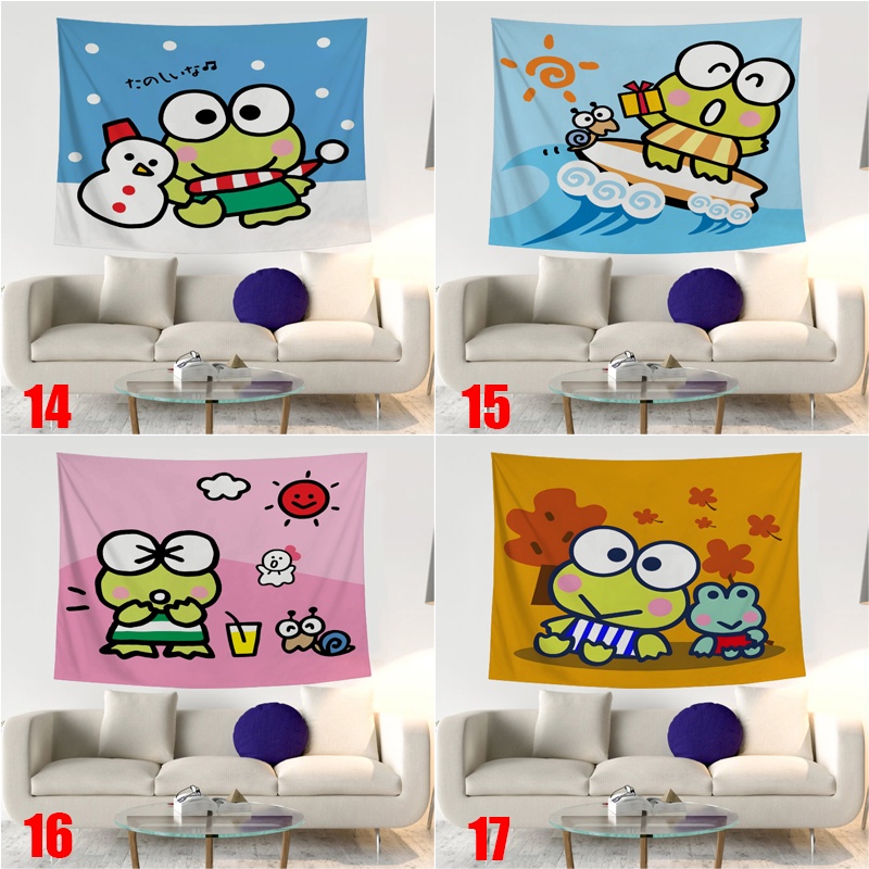 SANRIO Thảm Polyester In Họa Tiết Keroppi Dễ Thương Kèm Kẹp Treo Trang Trí Phòng Khách / Phòng Ngủ / Bé